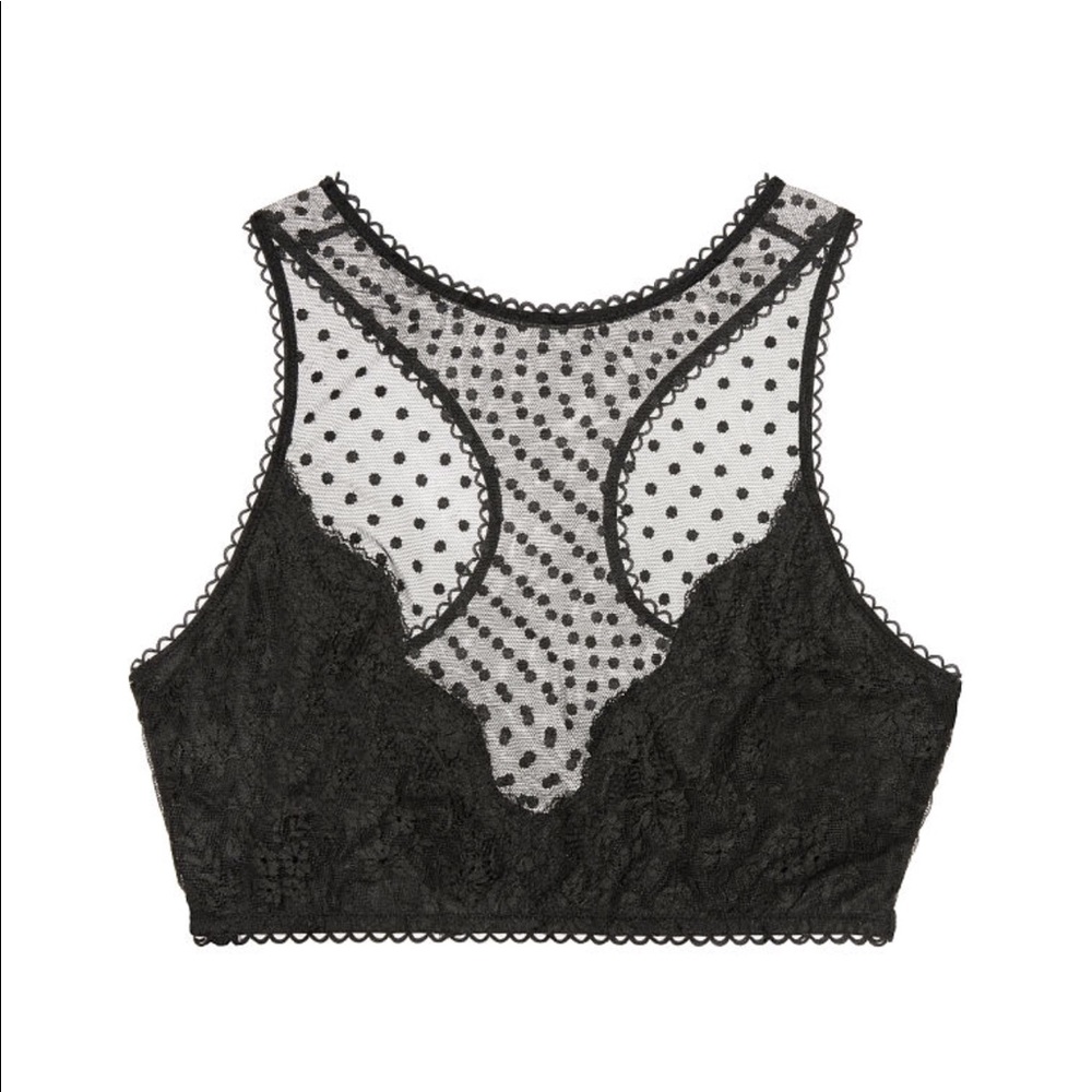 💜Victorias Secret Floral Lace & Dot Mesh Bralette - Picture 4 of 4